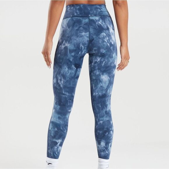 Gymshark elevate medium Blue Tie-Dye Leggings high waist gym workout running - Picture 2 of 7